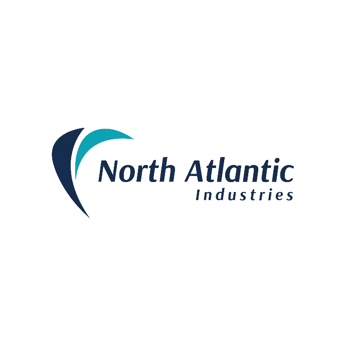 The North Atlantic Industries logo, with its elegant wave design in a gradient of blues, embodies the essence of innovation and reliability in the industrial sector. The sleek typography complements the dynamic symbol, portraying a professional and progressive image.