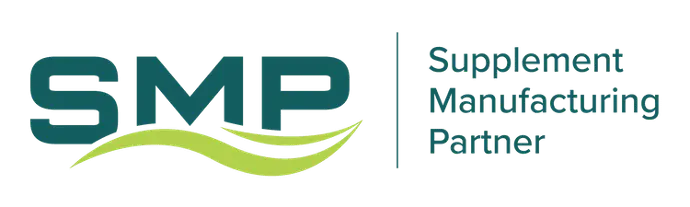 The SMP (Supplement Manufacturing Partner) logo, with its sleek green wave underlining the bold SMP acronym, conveys growth, vitality, and natural focus. The full name, 'Supplement Manufacturing Partner,' elaborates the company's role as a key collaborator in the health and wellness industry, emphasizing their dedication to quality and partnership.