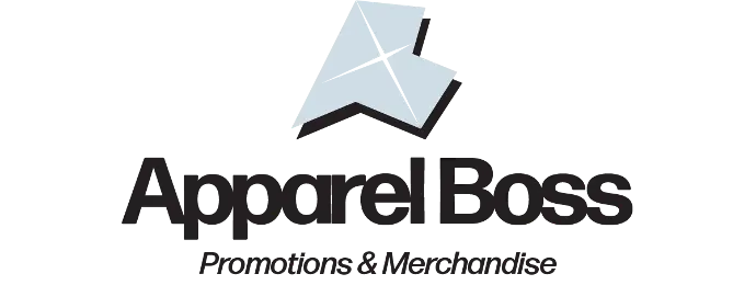 Apparel Boss full logo, blending a contemporary icon with bold text, emphasizes excellence in custom branded apparel and promotional merchandise.